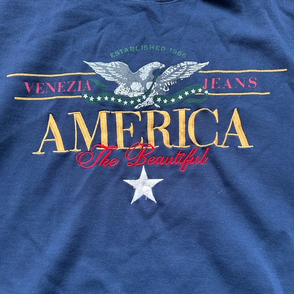 Venezia Blue and Green Mockneck Crew Sweatshirt - Picture 2 of 4